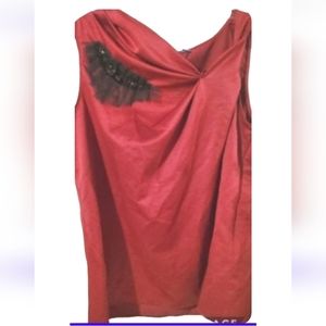 Xl Vera Wang blouse,deep red/ burgundy detailed twist shoulder